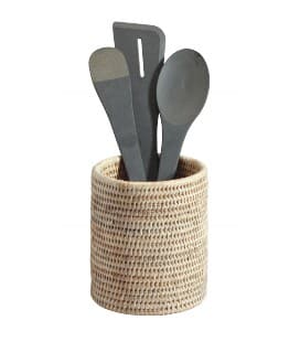 Pot utensil, cylindrical, Mélina - rattan white brushed