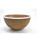 Bowl Loris - Pyrex glass and rattan honey