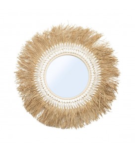 Ginger mirror - miroir rond en raphia et coquillages Ø100cm