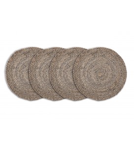 Set of 4 soft gray hemp placemats - Ø28cm