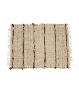 Set of 4 beige and black cotton placemats