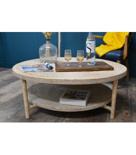 Table de salon Myan XL blanc cérusé - Ø107cm