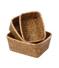 Set of 3 baskets of bread Royans - rattan honey