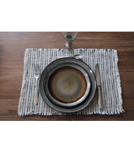 Set de table lin et coton noir/naturel