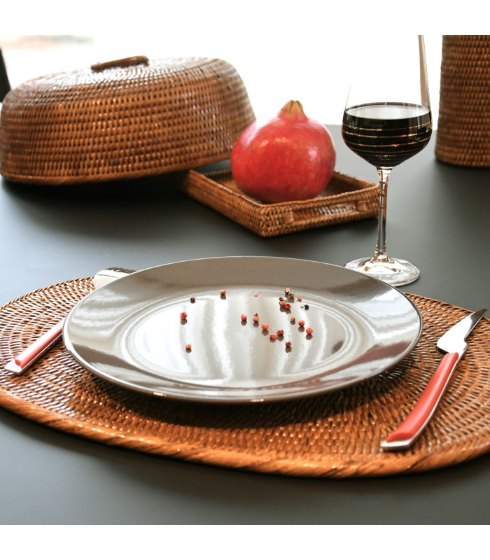 Lot De 2 Plats De Service En Osier Vintage – Dessous D'Assiettes Ronds, Beige