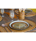 Set de table ovale Marine - rotin miel