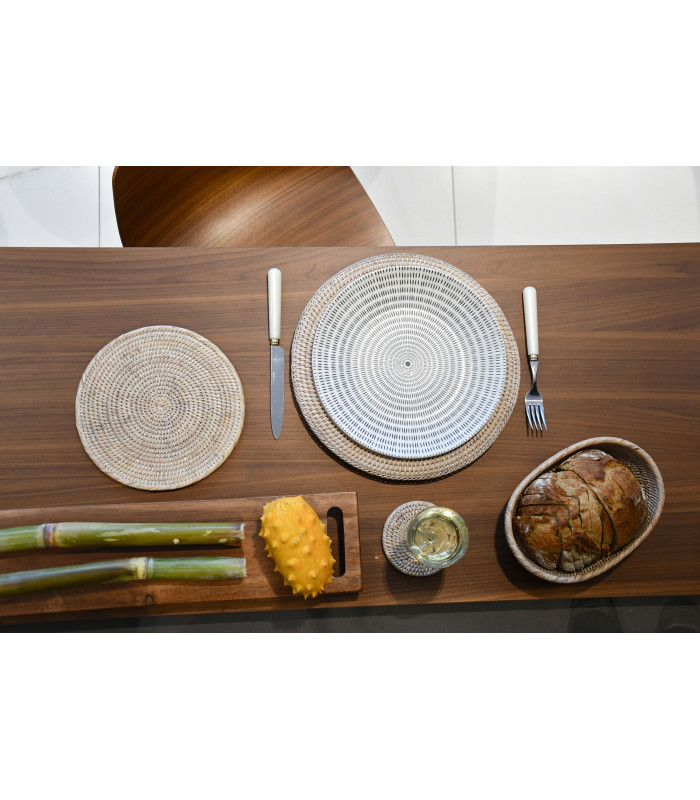 Dessous de Plat Rond en Bois de Teck Massif ø20cm Décoration de table - 5704