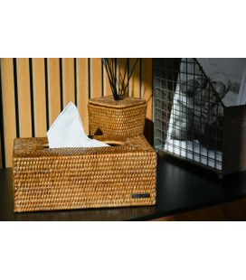 Handkerchief box rectangular Adélie - rattan honey