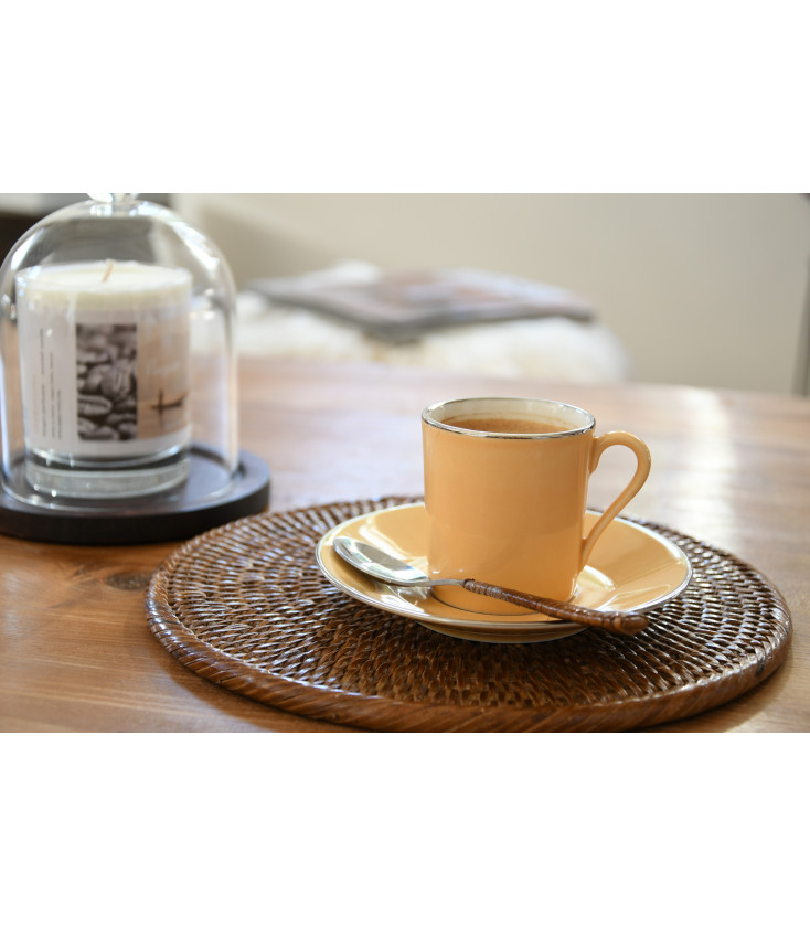 grand dessous de plat en rotin et scoubidou vintage - Vendu