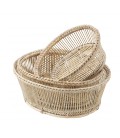Set of 3 baskets Muses - rattan white brushed