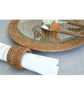 Rond de serviette en rotin naturel Paya miel (set de 2)