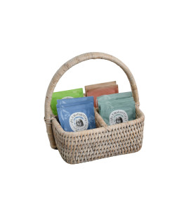 Petit panier tressé en rotin blanc cérusé