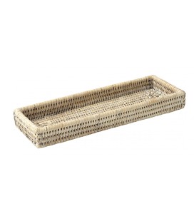 Small rectangular plate Trifle - rattan white brushed