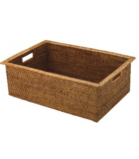 Trash can with handles and William - rattan honey