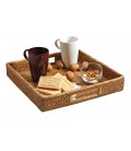 Square tray Phileas with handles - rattan honey
