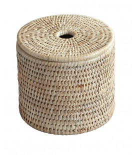 Box cotton cylindrical Lola - rattan white brushed