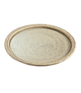 Tray cheese Patrick - rattan white brushed and glass