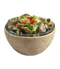 Salad bowl Lunch - Pyrex glass and rattan white brushed