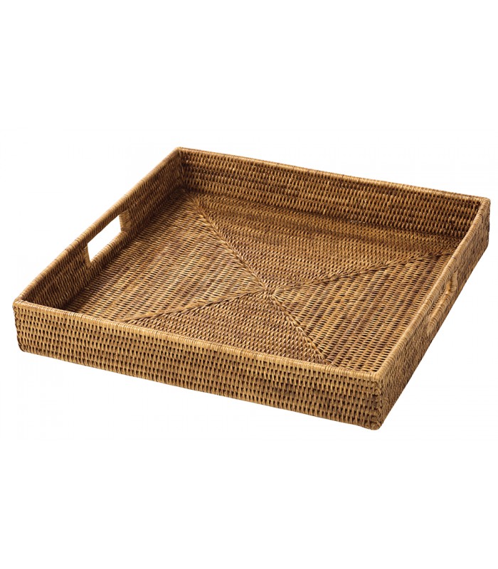 Plateau Carré En Bois Naturel 25x25x5 Cm - Organisateur Décoratif Pour Bijoux, Cosmétiques, Rangement