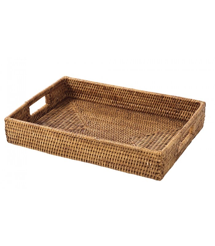 Plateau De Salle De Bain En Rotin Naturel | 26x12.5x4 Cm | Panier Rangement Pour Cosmétiques Et Serviettes | Décoration Bohème