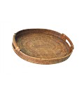 Oval platter Sultan rattan honey with handles wood