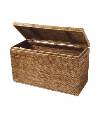 Safety deposit box, rectangular reinforcements wood Kassy - rattan honey
