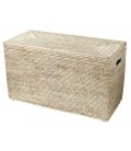Safety deposit box, rectangular reinforcements wood Kassy - rattan white brushed