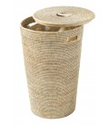 Laundry basket lined small size Trapeze - rattan white brushed