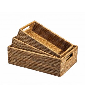 Set of 3 baskets Bastien - rattan honey