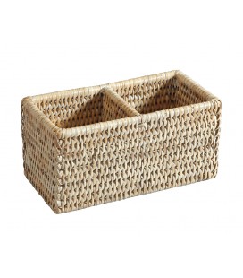Trash 2 boxes for bathroom rattan white brushed and porcelain