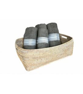 Laundry basket Sibel - rattan white brushed