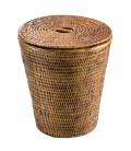 Trash can with lid 0222 - rattan honey