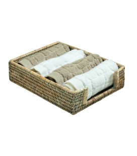Door-guest towels in rattan - colour white brushed