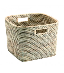 Basket square natural rattan - Cali colours white brushed
