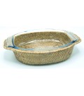 Gratin dish oval Maiwenn - Pyrex glass and rattan honey